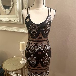 SMALL BLACK & GOLD SEQUINS MINI DRESS